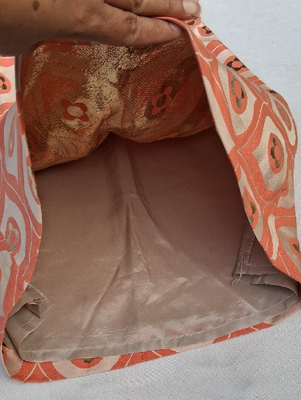 Tibi Coral and Cream Strapless Mini Dress with Gold Accents - Picture 10 of 14
